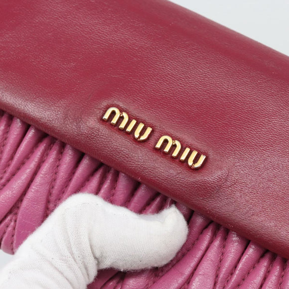 Miu Miu Chain Shoulder Wallet Leather Pink Gold Tone Auth ka5512A