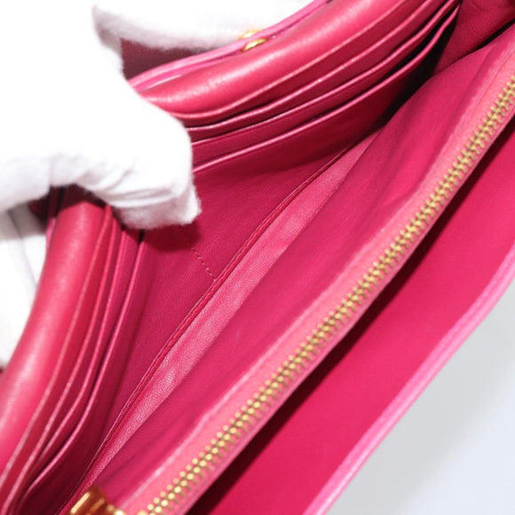 Miu Miu Chain Shoulder Wallet Leather Pink Gold Tone Auth ka5512A