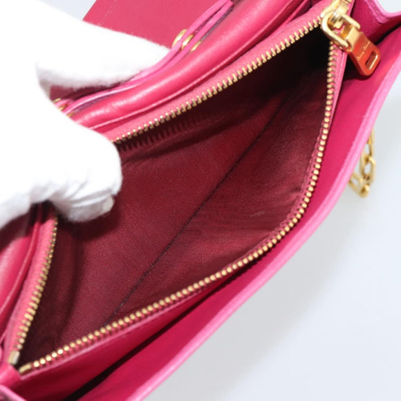 Miu Miu Chain Shoulder Wallet Leather Pink Gold Tone Auth ka5512A