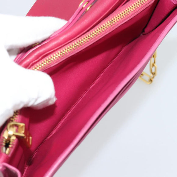 Miu Miu Chain Shoulder Wallet Leather Pink Gold Tone Auth ka5512A