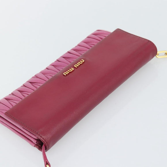 Miu Miu Chain Shoulder Wallet Leather Pink Gold Tone Auth ka5512A