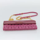 Miu Miu Chain Shoulder Wallet Leather Pink Gold Tone Auth ka5512A-5