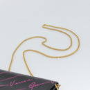 VERSACE Chain Shoulder Bag Leather Black Gold Tone Auth ka5520A-8
