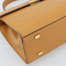 CELINE Hand Bag Leather Brown Gold Tone Auth ka5521A-14