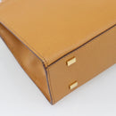 CELINE Hand Bag Leather Brown Gold Tone Auth ka5521A-16