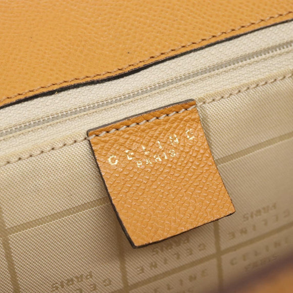 CELINE Hand Bag Leather Brown Gold Tone Auth ka5521A