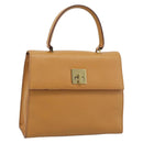 CELINE Hand Bag Leather Brown Gold Tone Auth ka5521A-1