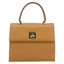 CELINE Hand Bag Leather Brown Gold Tone Auth ka5521A-13