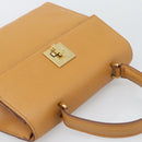 CELINE Hand Bag Leather Brown Gold Tone Auth ka5521A-6