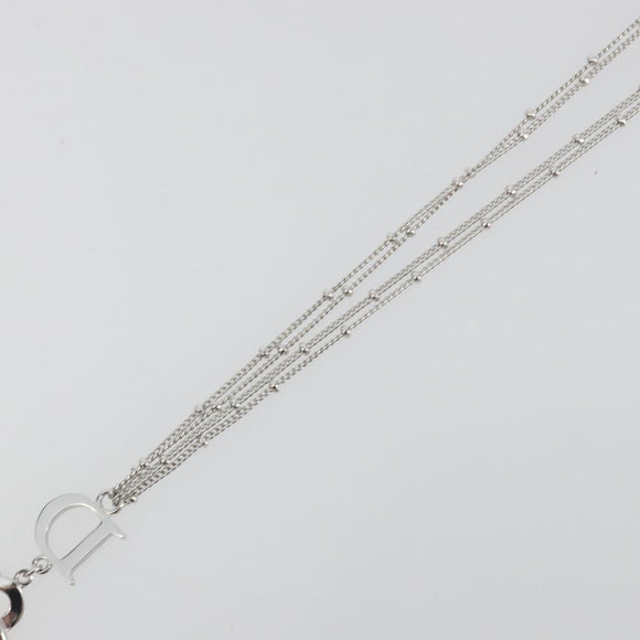 Christian Dior Necklace Metal Silver Auth ka5524