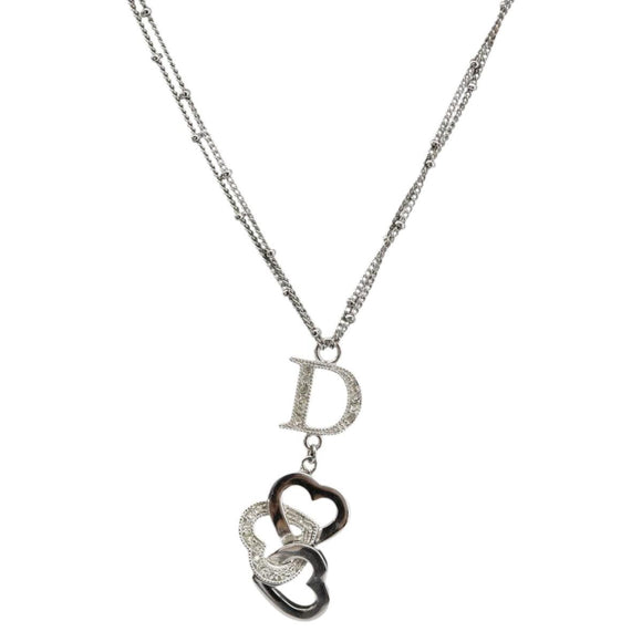 Christian Dior Necklace Metal Silver Auth ka5524
