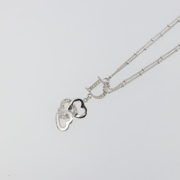 Christian Dior Necklace Metal Silver Auth ka5524