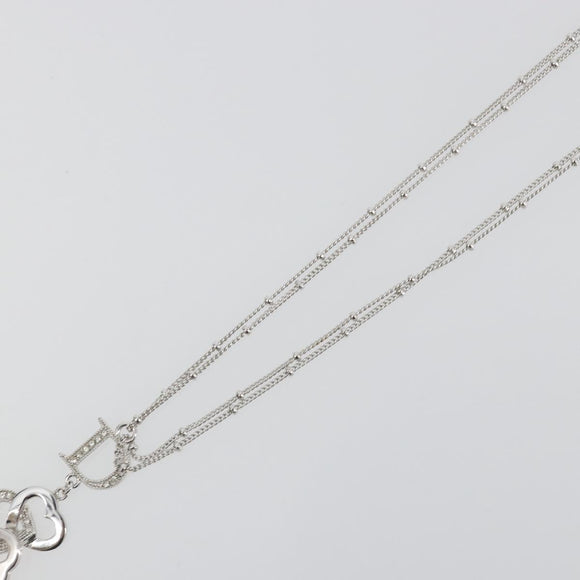 Christian Dior Necklace Metal Silver Auth ka5524
