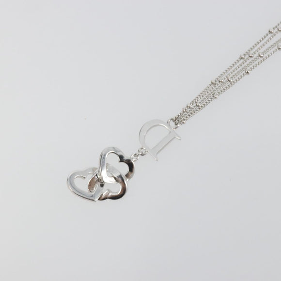 Christian Dior Necklace Metal Silver Auth ka5524