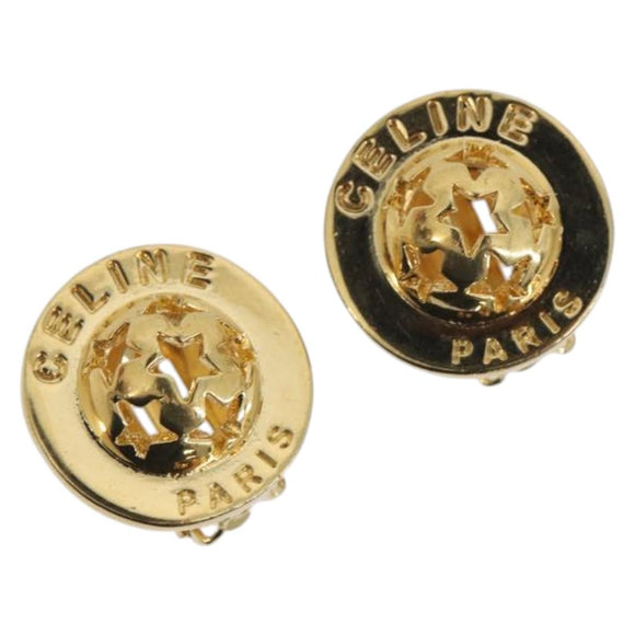 CELINE Earring Metal Gold Tone Auth ka5526