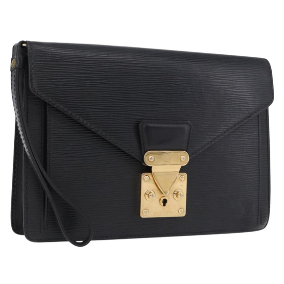 LOUIS VUITTON Epi Sellier Dragonne Clutch Bag Black M52612 LV Auth ka5527