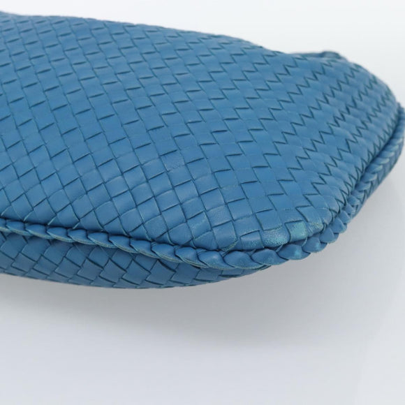 BOTTEGA VENETA INTRECCIATO Shoulder Bag Leather Blue Silver 115654 Auth ka5528SAV