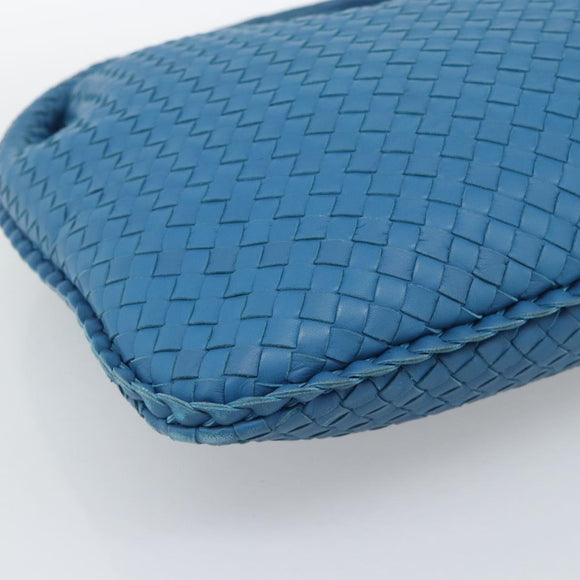 BOTTEGA VENETA INTRECCIATO Shoulder Bag Leather Blue Silver 115654 Auth ka5528SAV