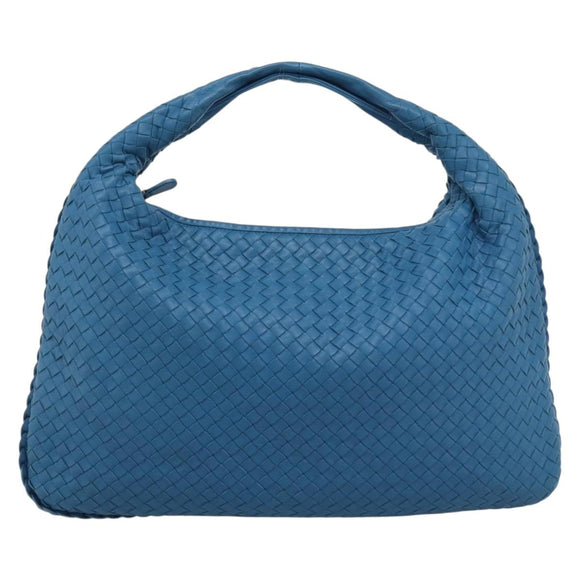 BOTTEGA VENETA INTRECCIATO Shoulder Bag Leather Blue Silver 115654 Auth ka5528SAV