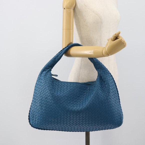 BOTTEGA VENETA INTRECCIATO Shoulder Bag Leather Blue Silver 115654 Auth ka5528SAV