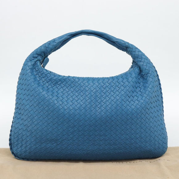 BOTTEGA VENETA INTRECCIATO Shoulder Bag Leather Blue Silver 115654 Auth ka5528SAV