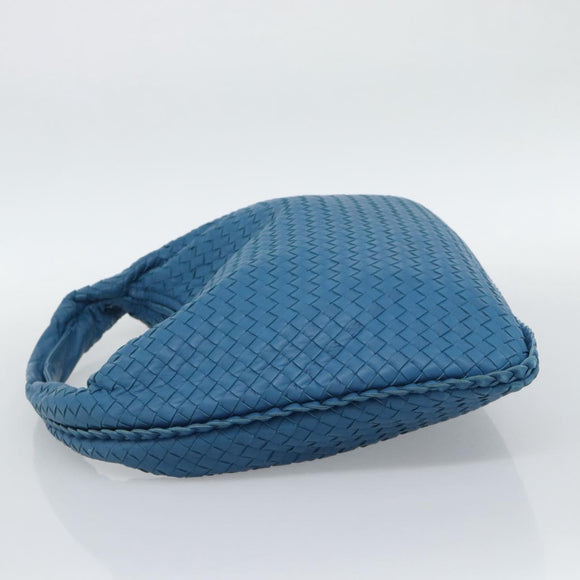 BOTTEGA VENETA INTRECCIATO Shoulder Bag Leather Blue Silver 115654 Auth ka5528SAV