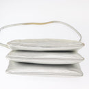 CELINE Trio large Shoulder Bag Leather Silver Gold Auth ka553-5