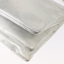 CELINE Trio large Shoulder Bag Leather Silver Gold Auth ka553-9