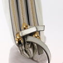 CELINE Trio large Shoulder Bag Leather Silver Gold Auth ka553-10