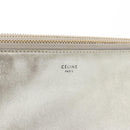 CELINE Trio large Shoulder Bag Leather Silver Gold Auth ka553-18