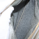 CELINE Trio large Shoulder Bag Leather Silver Gold Auth ka553-11