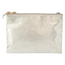 CELINE Trio large Shoulder Bag Leather Silver Gold Auth ka553-13