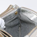 CELINE Trio large Shoulder Bag Leather Silver Gold Auth ka553-21