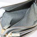 CELINE Trio large Shoulder Bag Leather Silver Gold Auth ka553-23