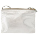 CELINE Trio large Shoulder Bag Leather Silver Gold Auth ka553-2