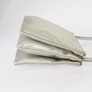 CELINE Trio large Shoulder Bag Leather Silver Gold Auth ka553-3