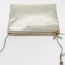 CELINE Trio large Shoulder Bag Leather Silver Gold Auth ka553-6