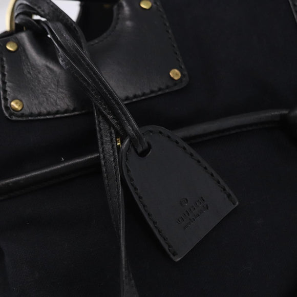 GUCCI Hand Bag Canvas Black Gold Tone 95168 Auth ka5531