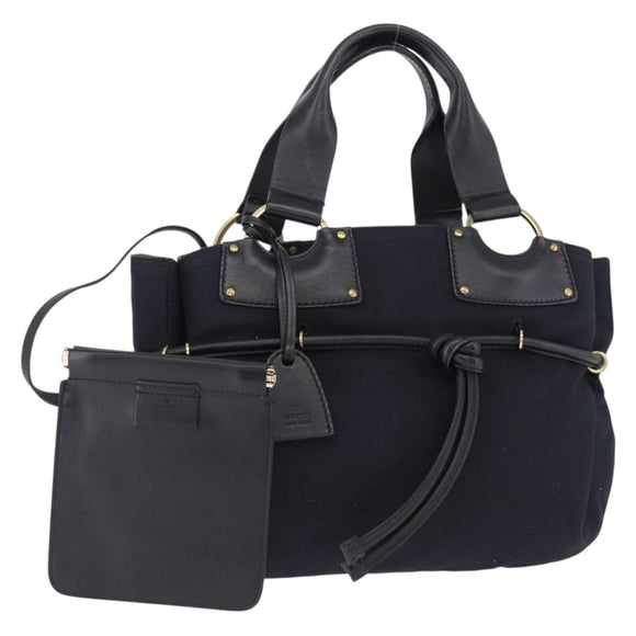 GUCCI Hand Bag Canvas Black Gold Tone 95168 Auth ka5531
