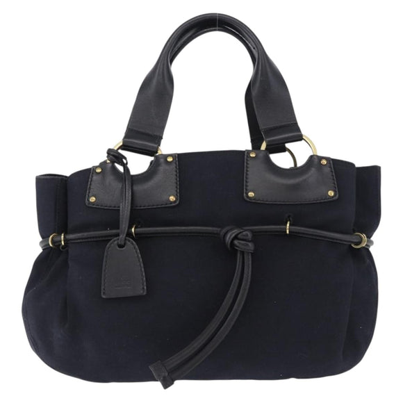 GUCCI Hand Bag Canvas Black Gold Tone 95168 Auth ka5531