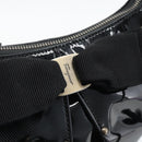 Salvatore Ferragamo Vala Shoulder Bag Patent Black Silver Auth ka5532A-17