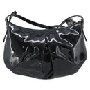 Salvatore Ferragamo Vala Shoulder Bag Patent Black Silver Auth ka5532A-2