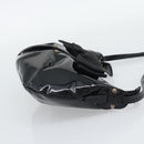Salvatore Ferragamo Vala Shoulder Bag Patent Black Silver Auth ka5532A-4
