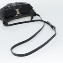Salvatore Ferragamo Vala Shoulder Bag Patent Black Silver Auth ka5532A-7