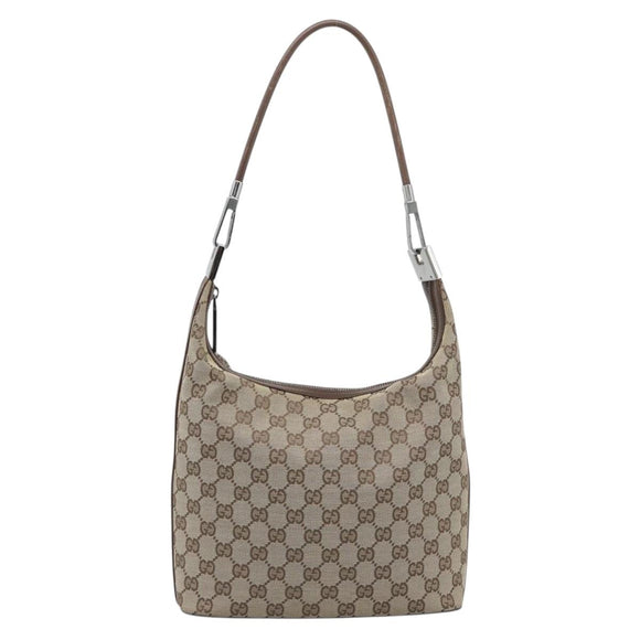 GUCCI GG Canvas Shoulder Bag Beige Silver 001 3814 Auth ka5533A