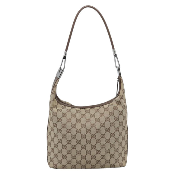 GUCCI GG Canvas Shoulder Bag Beige Silver 001 3814 Auth ka5533A