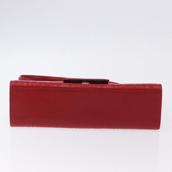 Salvatore Ferragamo Gancini Hand Bag Leather Red Silver Auth ka5534