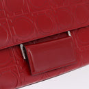 Salvatore Ferragamo Gancini Hand Bag Leather Red Silver Auth ka5534-15