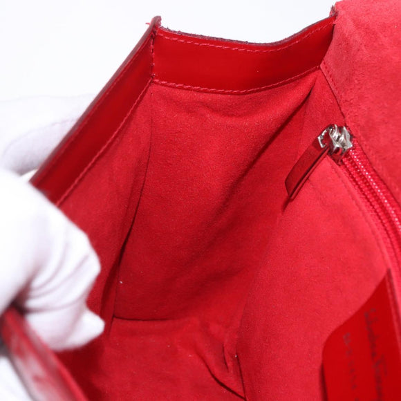 Salvatore Ferragamo Gancini Hand Bag Leather Red Silver Auth ka5534