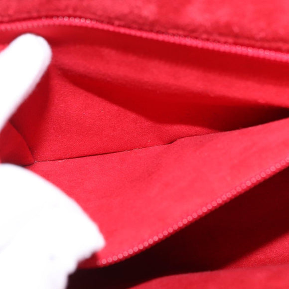 Salvatore Ferragamo Gancini Hand Bag Leather Red Silver Auth ka5534